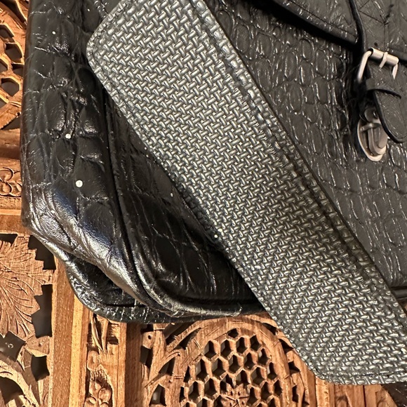 Leather Crocodile Work Briefcase Satchel Shoulder Bag Laptop Bag - Picture 3 of 8